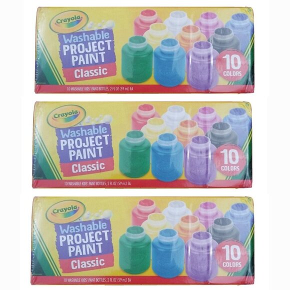 3x Crayola Washable Kids Paint Set, 10 Count, Assorted Classic Colors, 2 oz Each - Picture 1 of 9